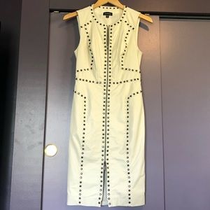 BEBE Ari Studded Leather Dress, Winter White, XS